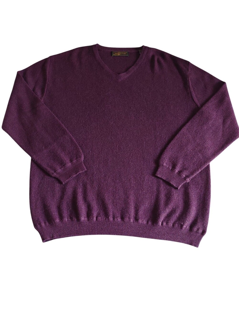 Peru Unlimited XXL Purple V-Neck Baby Alpaca Wool Sweater